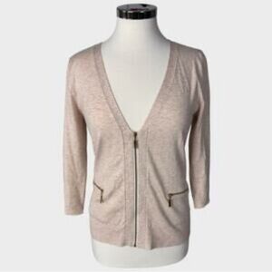 NWT Grace Elements Beige Zippered Cardigan